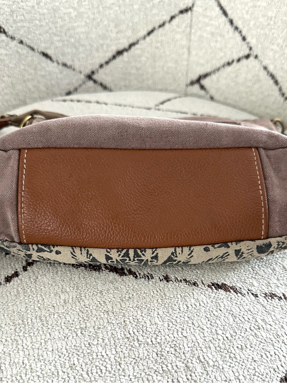 Myra Bag Leather and Canvas Boho Crossbody Shoulder Bag Mandala Print - Picture 8 of 8